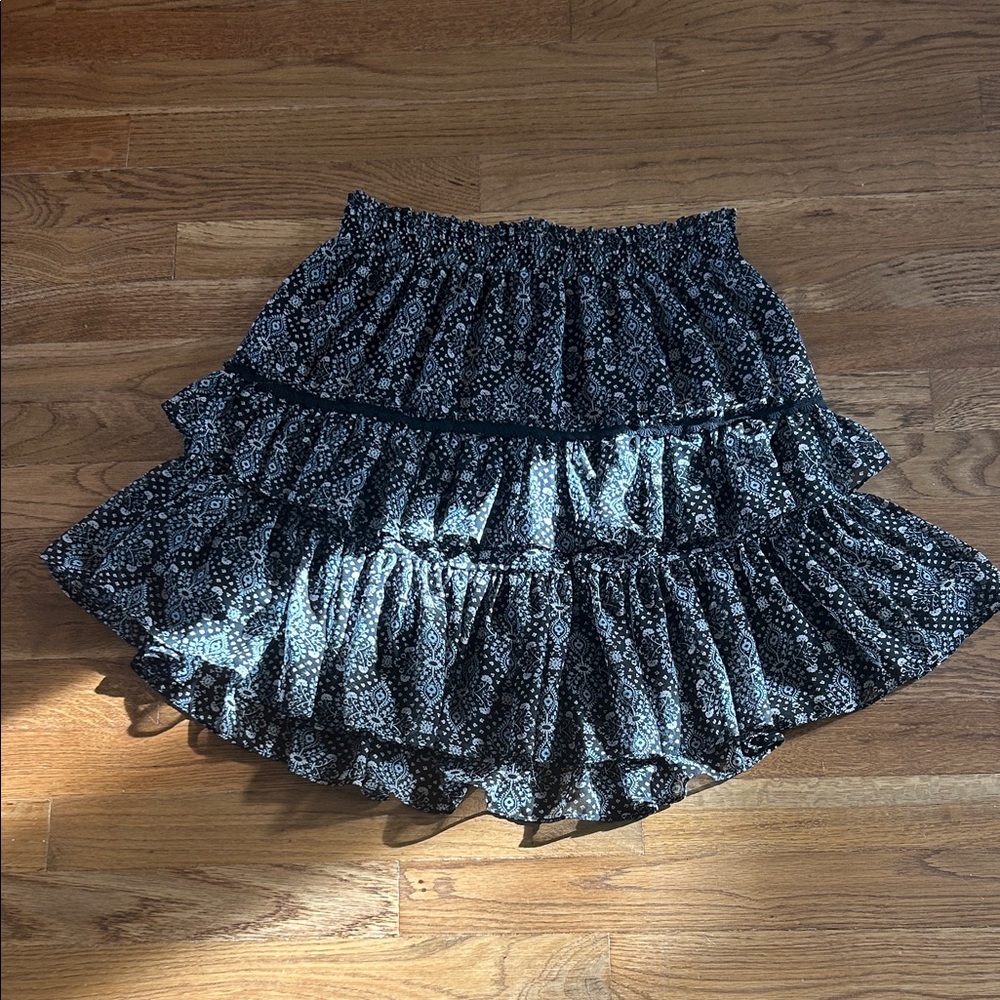Misa Los Angelos Black Patterned Women's Skirt